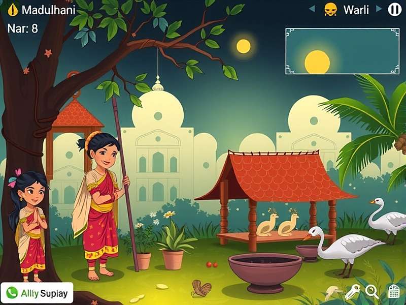 Cardamom Crusade Indian Folk Art Design Cardamom Crusade visuals showcasing Madhubani and Warli art styles in game scenes